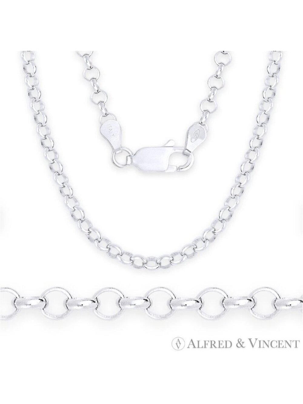 3.2mm Open Rolo Circle Cable Italian Chain Necklace in .925 Sterling Silver 16"